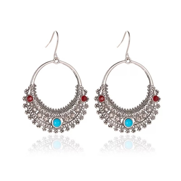 Boho Hoop style hook earrings silver - Picture 1 of 5